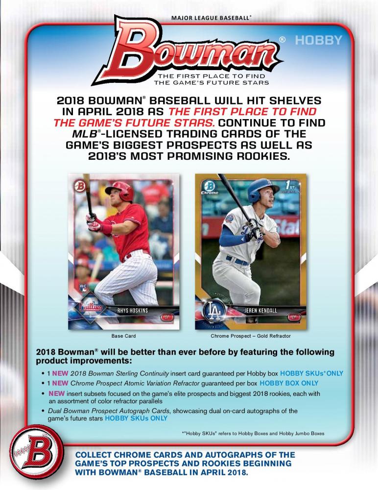 2018 BOWMAN BASEBALL HOBBY