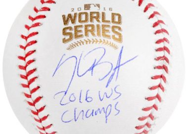 Kris Bryant Chicago Cubs 2016 MLB World Series Champions Autographed World Series Logo Baseball with 2016 WS Champs Inscription