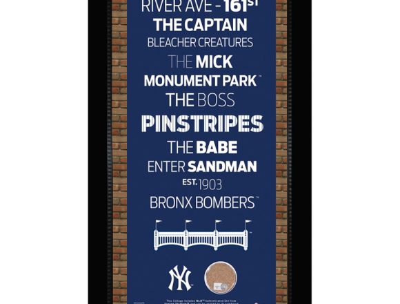 STEINER社　FRAMED MINI NEW YORK YANKEES SUBWAY SIGN 9.5X19 WALL ART WITH AUTHENTIC DIRT FROM YANKEE STADIUM