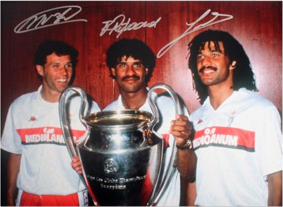 Marco Van Basten, Ruud Gullit & Frank Rijkaard Signed AC Milan Photo: 1990 European Cup Winners[フレームなし]