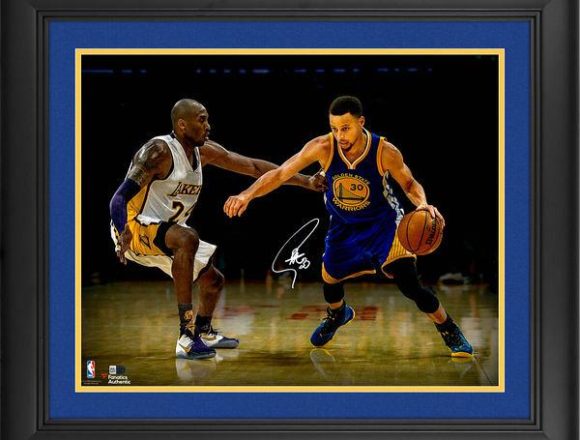 Stephen Curry Golden State Warriors Framed Autographed 16" x 20" vs. Kobe Photograph[フレーム付き]