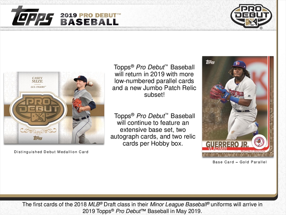 2019 TOPPS PRO DEBUT BASEBALL