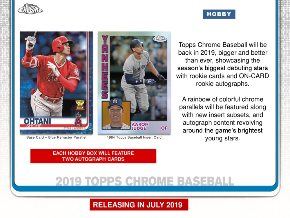 MLB 2019 TOPPS CHROME BASEBALL HOBBY