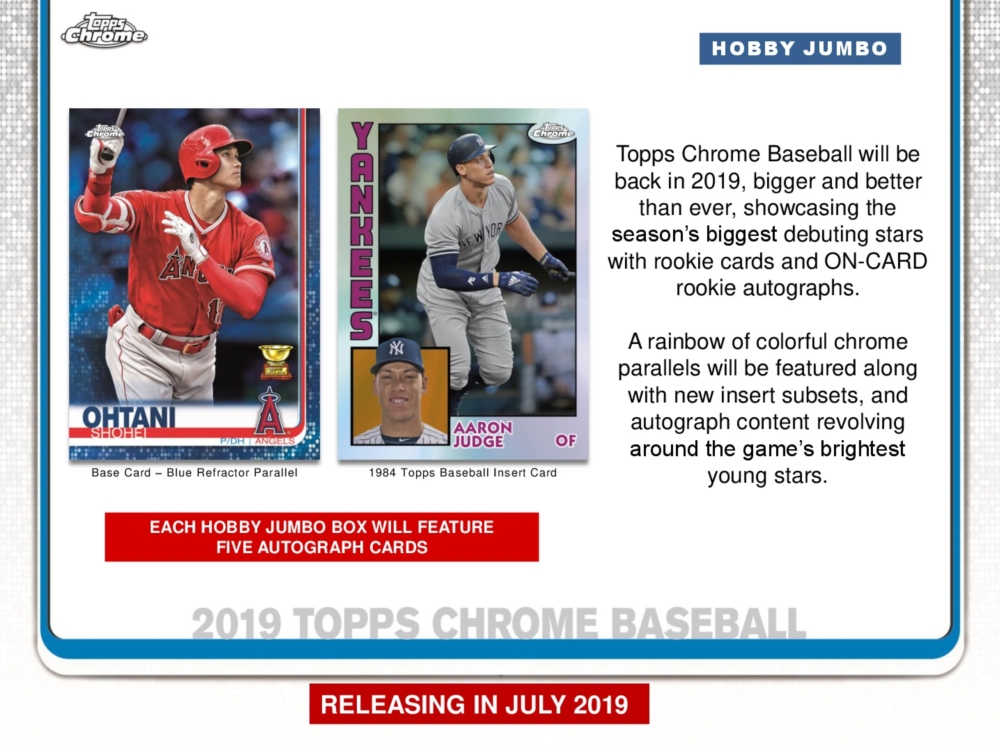 MLB 2019 TOPPS CHROME BASEBALL JUMBO | Trading Card Journal