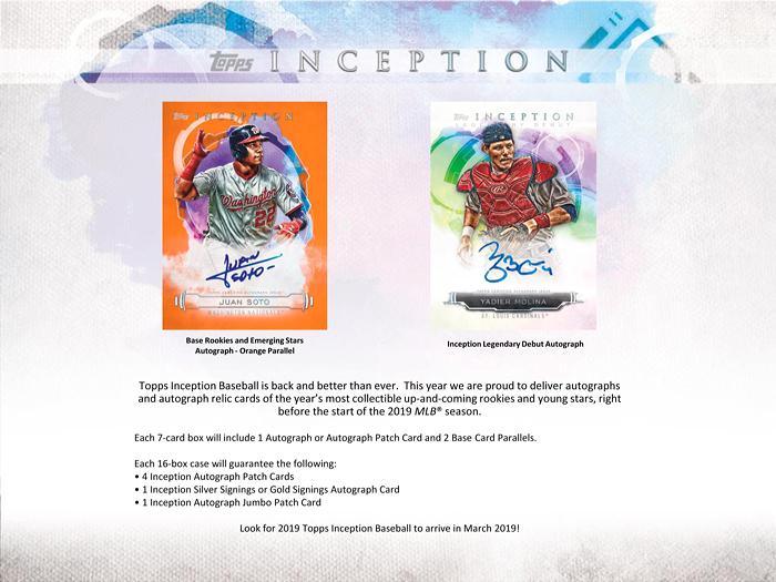 MLB 2019 TOPPS INCEPTION BASEBALL