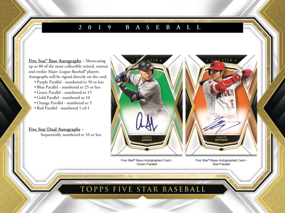 MLB 2019 TOPPS FIVE STAR BASEBALL