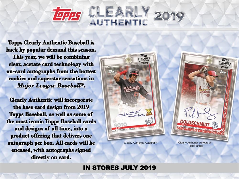 MLB 2019 TOPPS CLEARLY AUTHENTIC BASEBALL