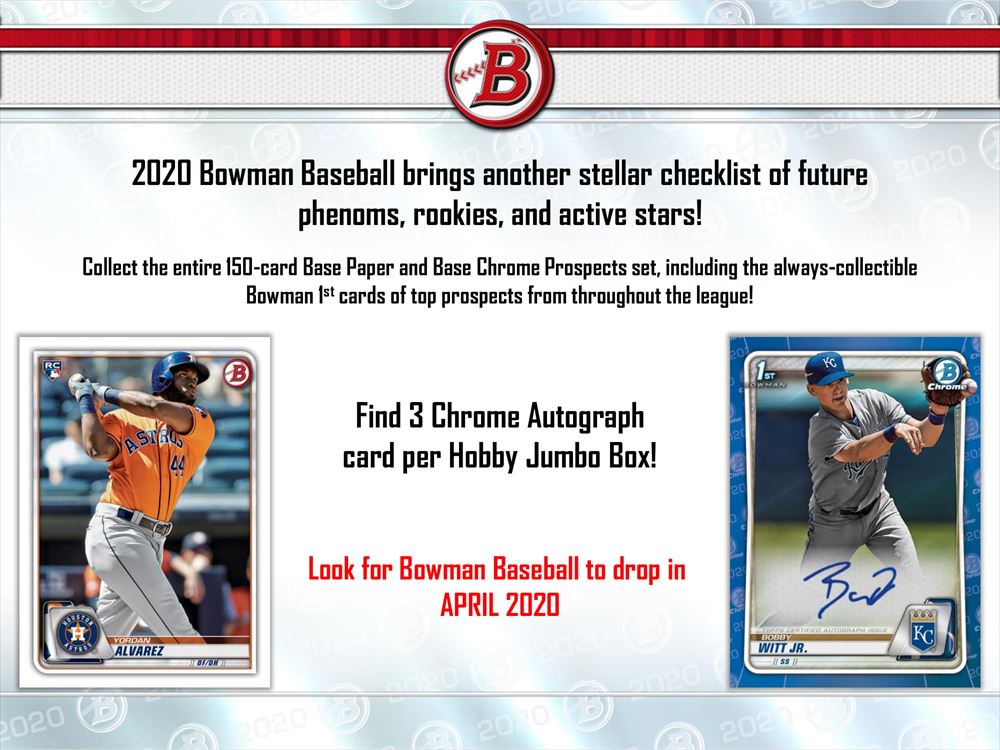 MLB 2020 BOWMAN BASEBALL JUMBO