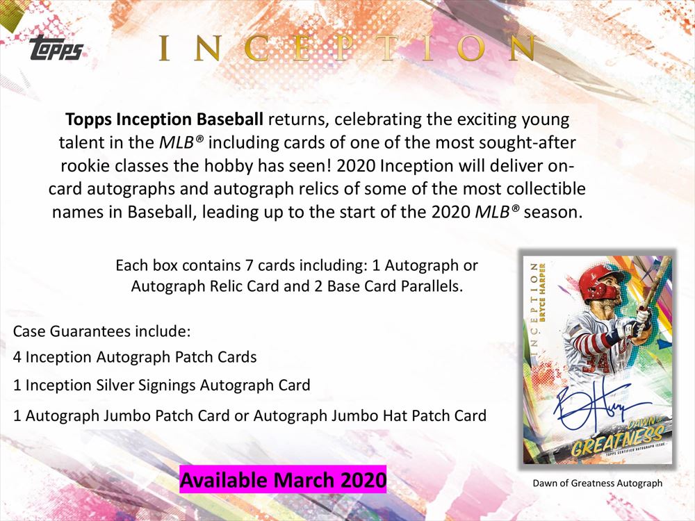 MLB 2020 TOPPS INCEPTION BASEBALL