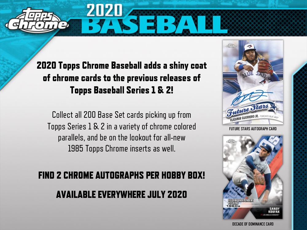 MLB 2020 TOPPS CHROME BASEBALL HOBBY