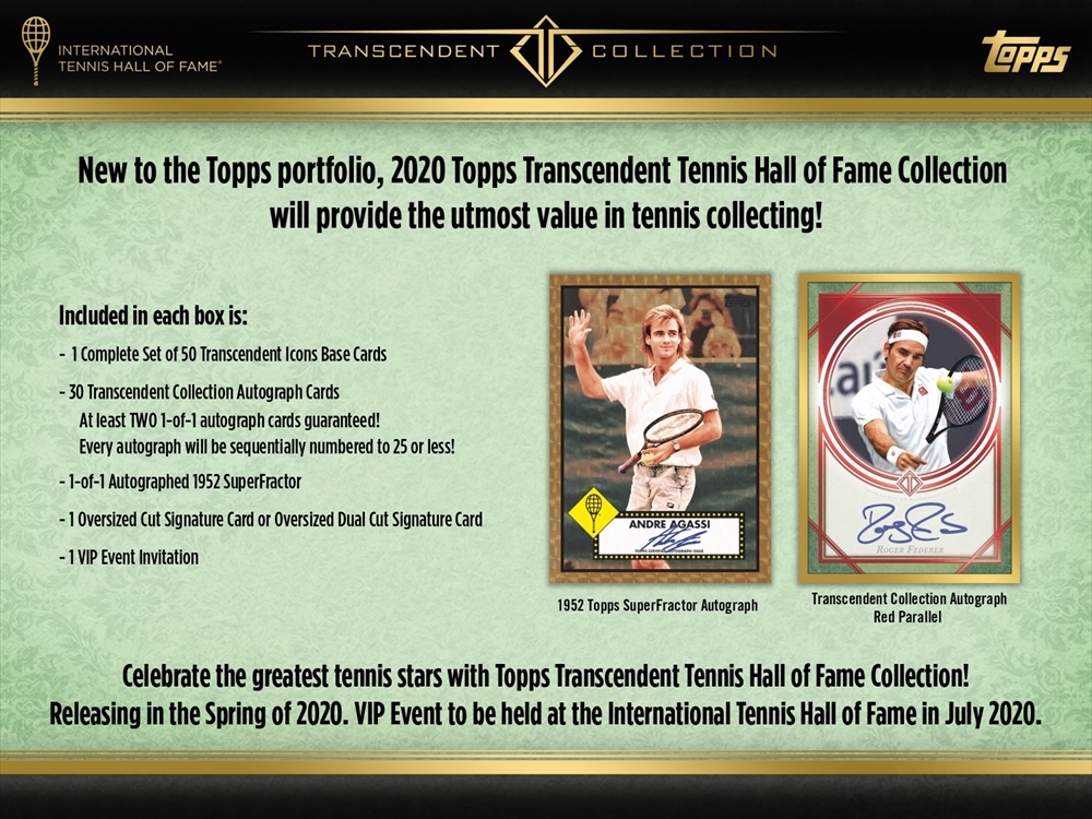 TOPPS 2020 TENNIS HALL OF FAME TRANSCENDENT