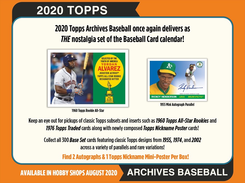 MLB 2020 TOPPS ARCHIVES BASEBALL