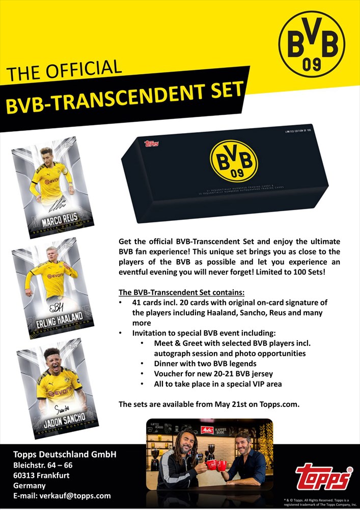 2019/20 TOPPS OFFICIAL BVB-TRANSCENDENT SET - THE DORTMUND COLLECTION