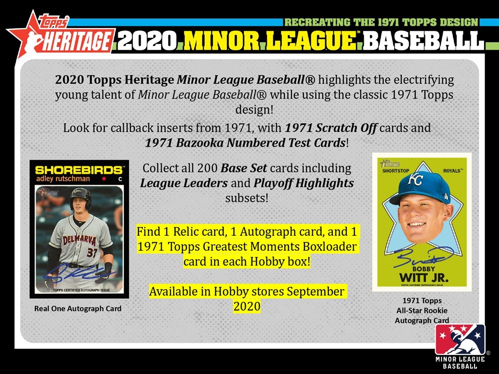 2020 TOPPS HERITAGE MINOR LEAGUE BASEBALL