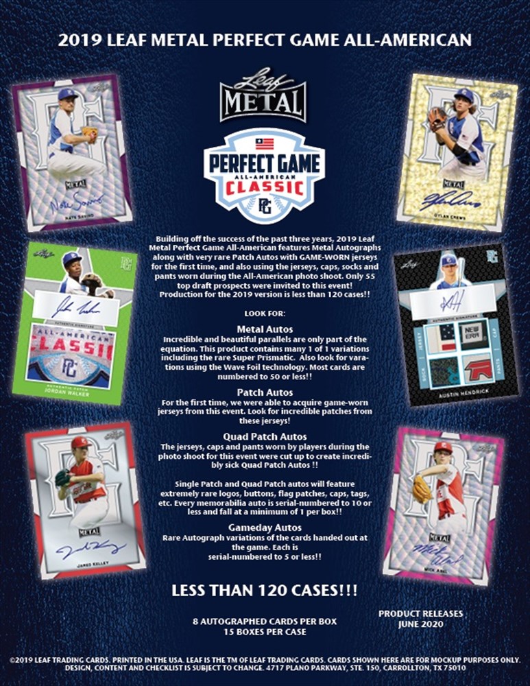 2019 LEAF METAL PERFECT GAME ALL-AMERICAN BASEBALL