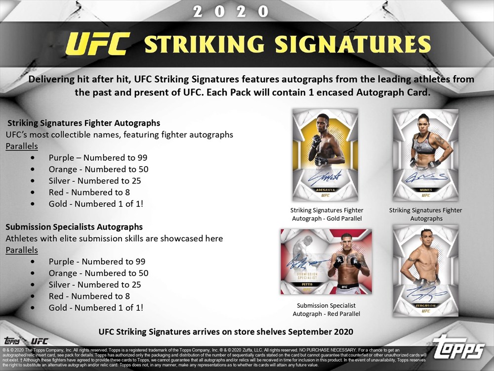 2020 TOPPS UFC STRIKING SIGNATURES