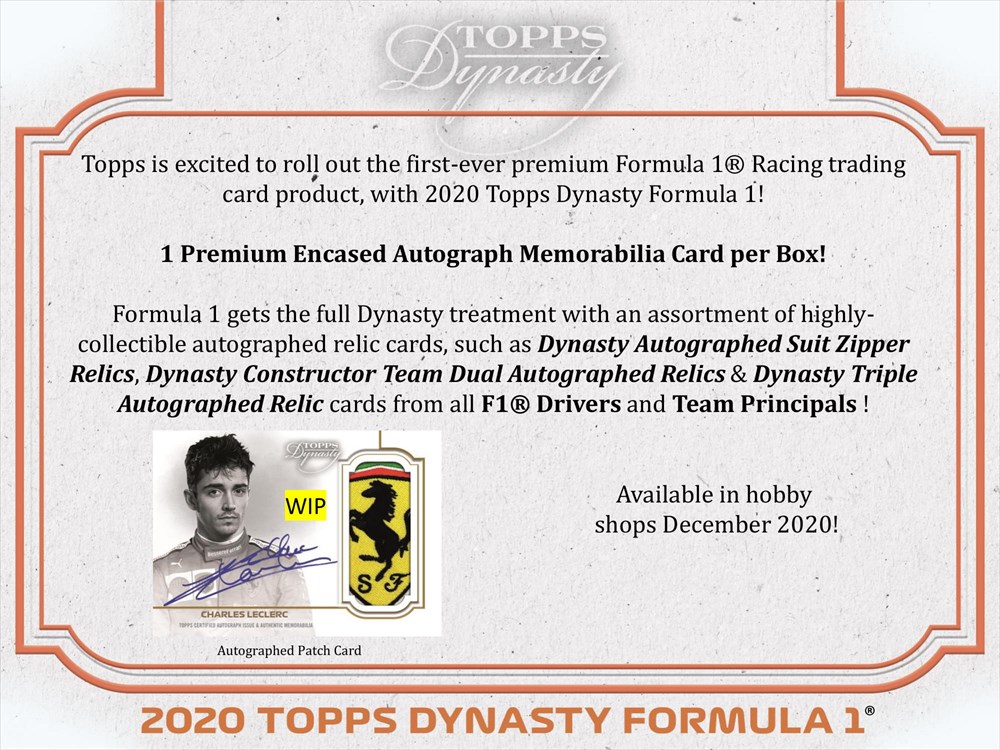 2020 TOPPS FORMULA 1 DYNASTY