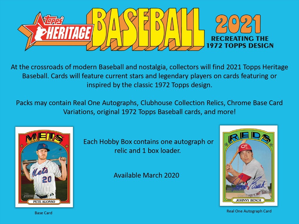 MLB 2021 TOPPS HERITAGE BASEBALL HOBBY