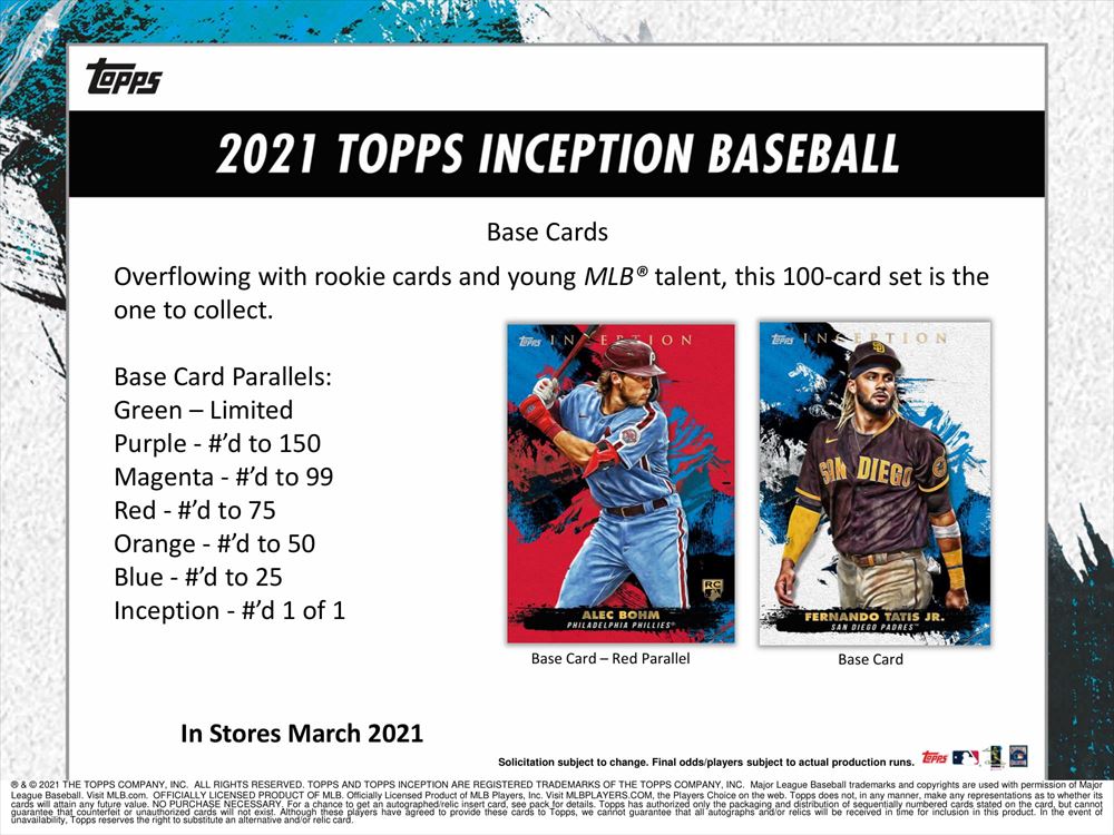 MLB 2021 TOPPS INCEPTION BASEBALL