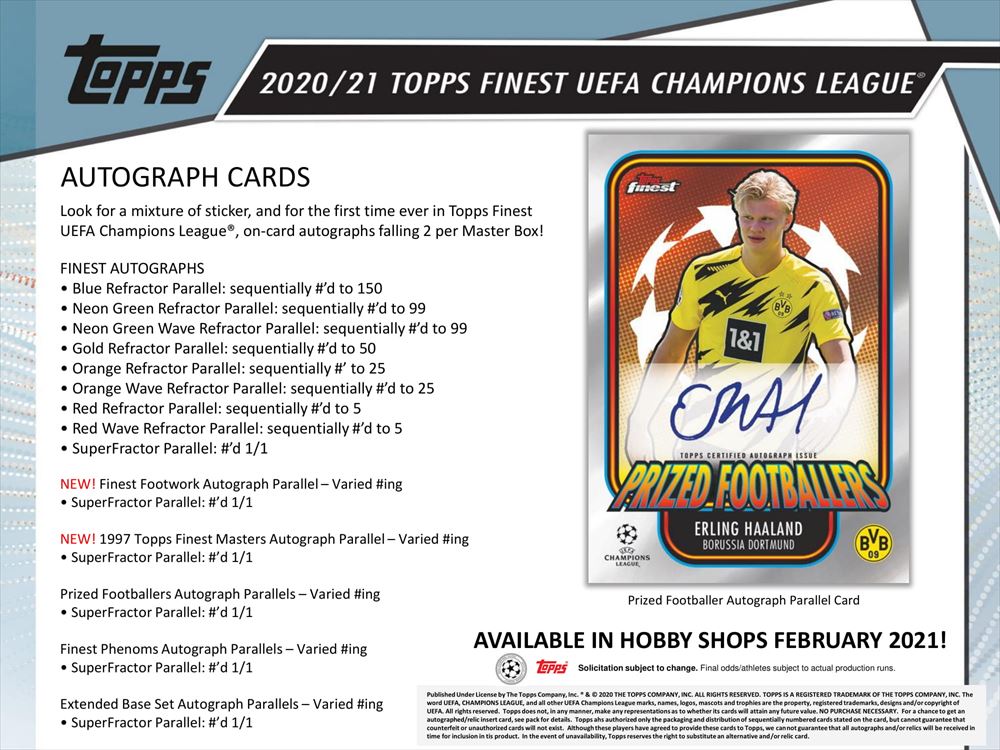 ⚽ 2020/21 TOPPS FINEST UEFA CHAMPIONS LEAGUE【製品情報】 | Trading Card Journal