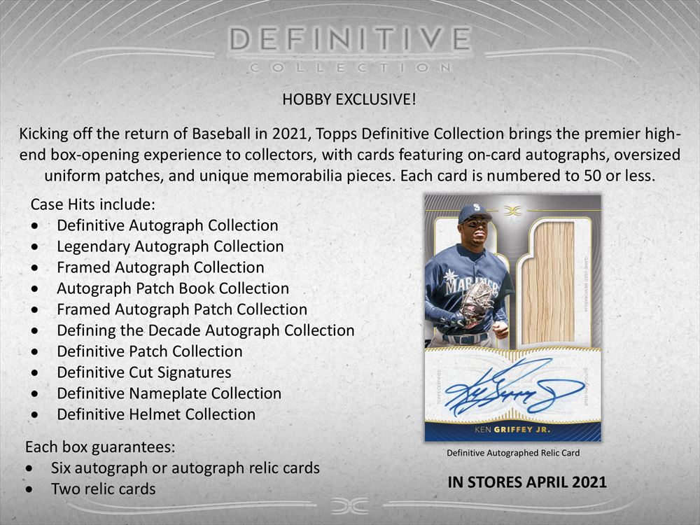 MLB 2021 TOPPS DEFINITIVE COLLECTION BASEBALL