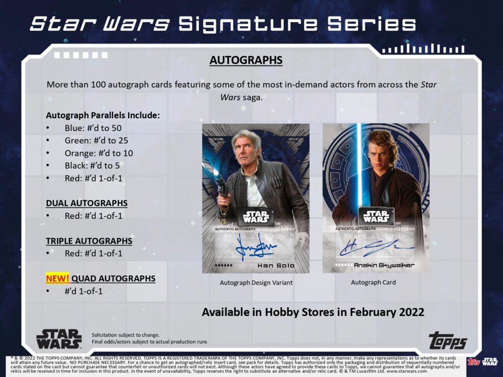 2022 TOPPS STAR WARS SIGNATURE SERIES HOBBY【製品情報】 | Trading