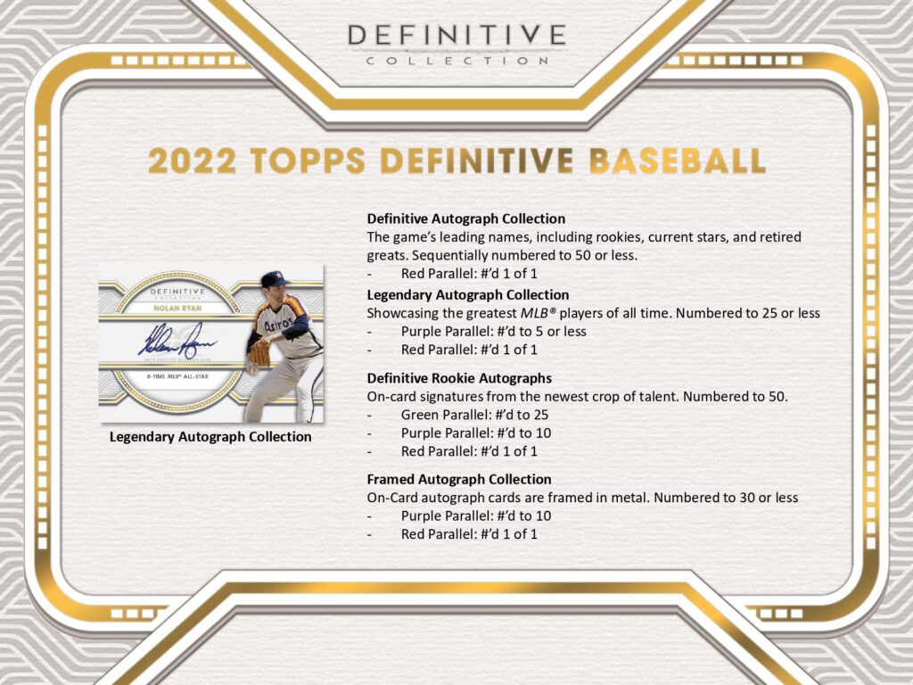 ⚾ MLB 2022 TOPPS DEFINITIVE COLLECTION BASEBALL【製品情報】 | Trading Card Journal