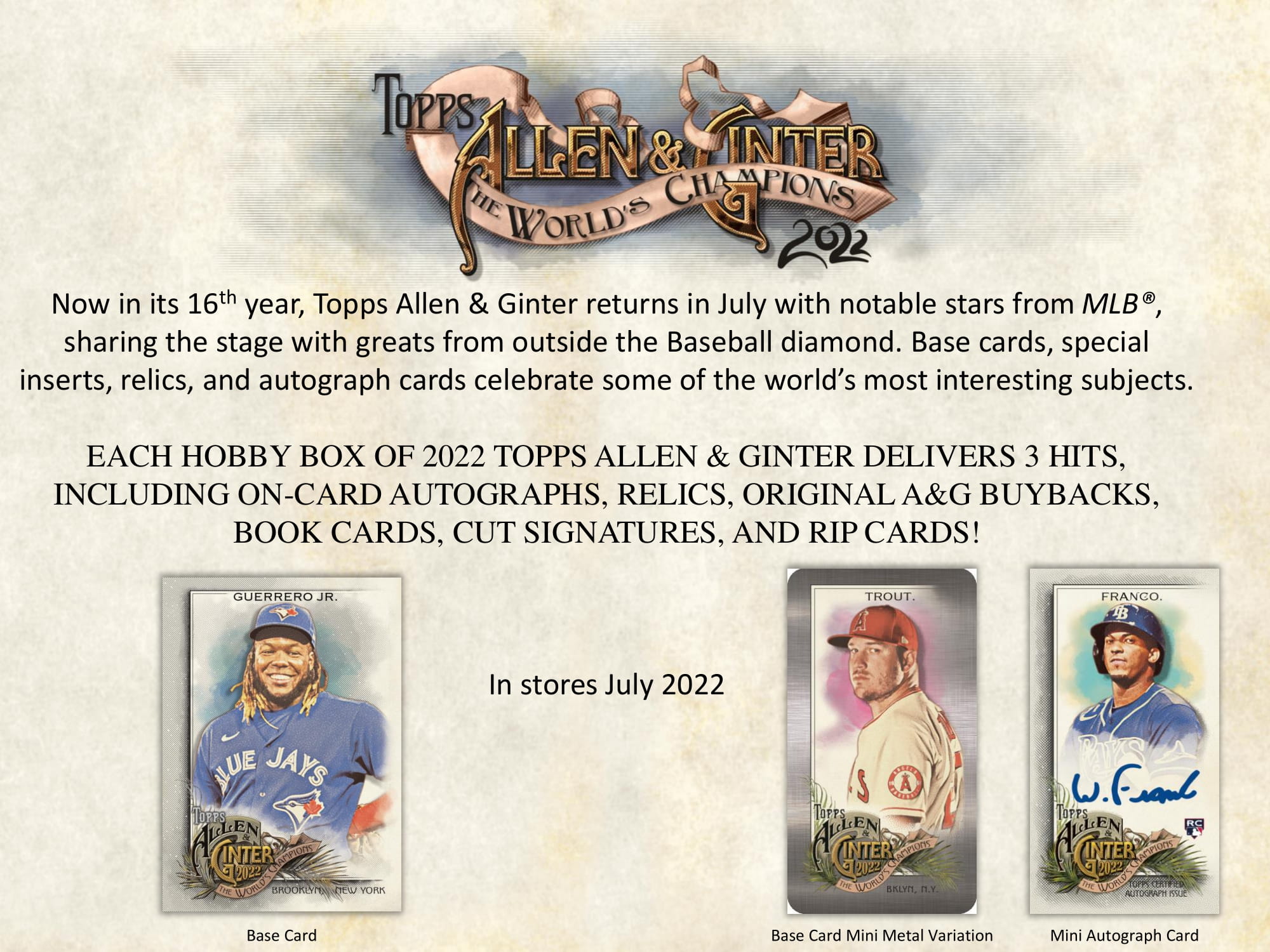 MLB 2022 TOPPS ALLEN&GINTER BASEBALL HOBBY