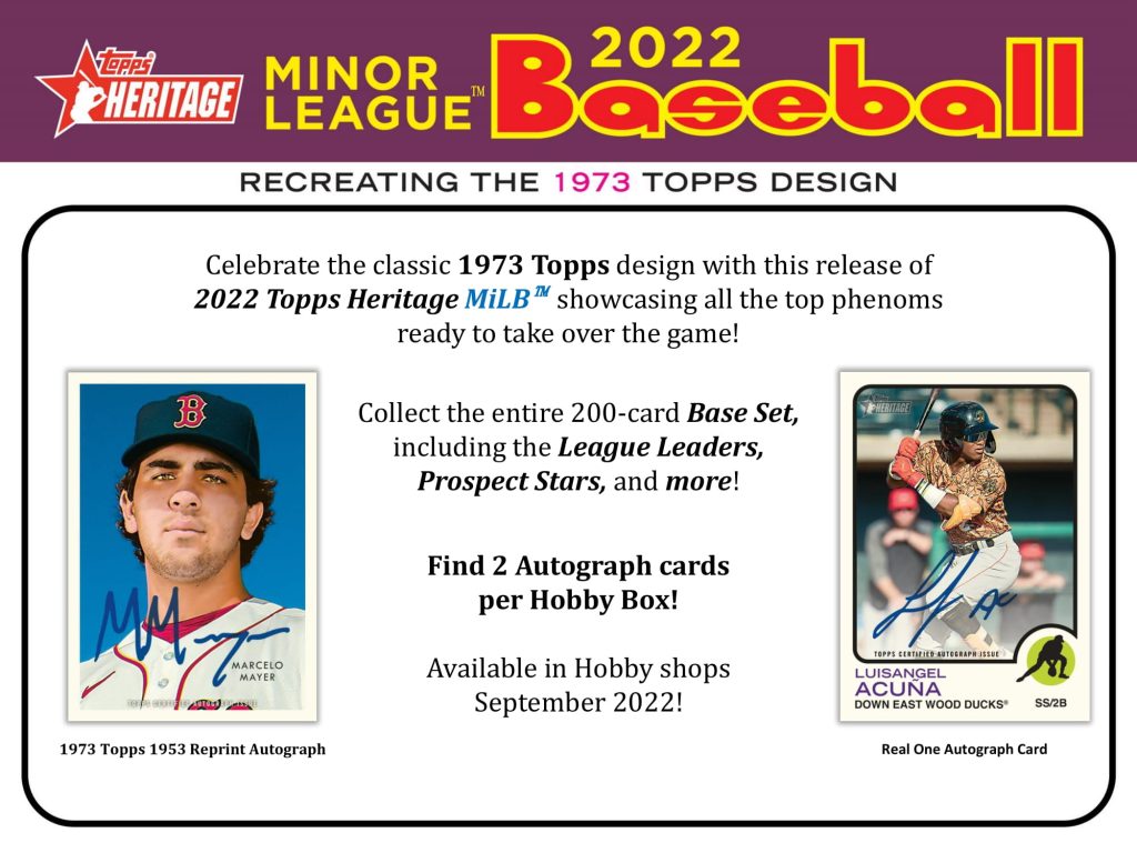 2022 TOPPS HERITAGE MINOR LEAGUE BASEBALL HOBBY