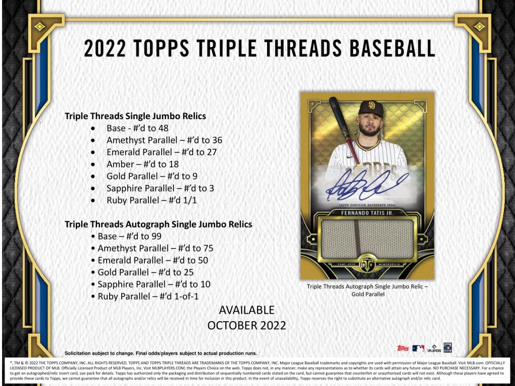 2022 TOPPS Triple threads 9シリアル トリプルレリック