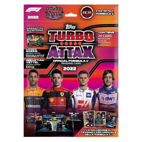 Pack Starter Topps Turbo Attax F1 2025 - 40 Cartes + 1 Carte Diamond Pull Garantie