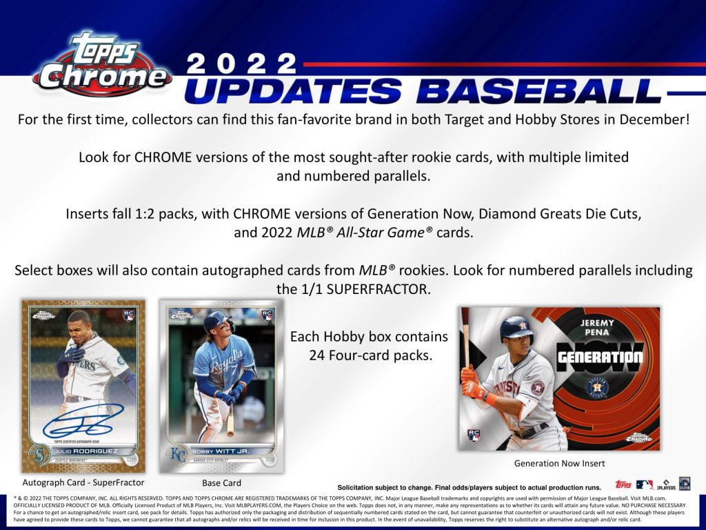 MLB 2022 TOPPS CHROME UPDATE BASEBALL