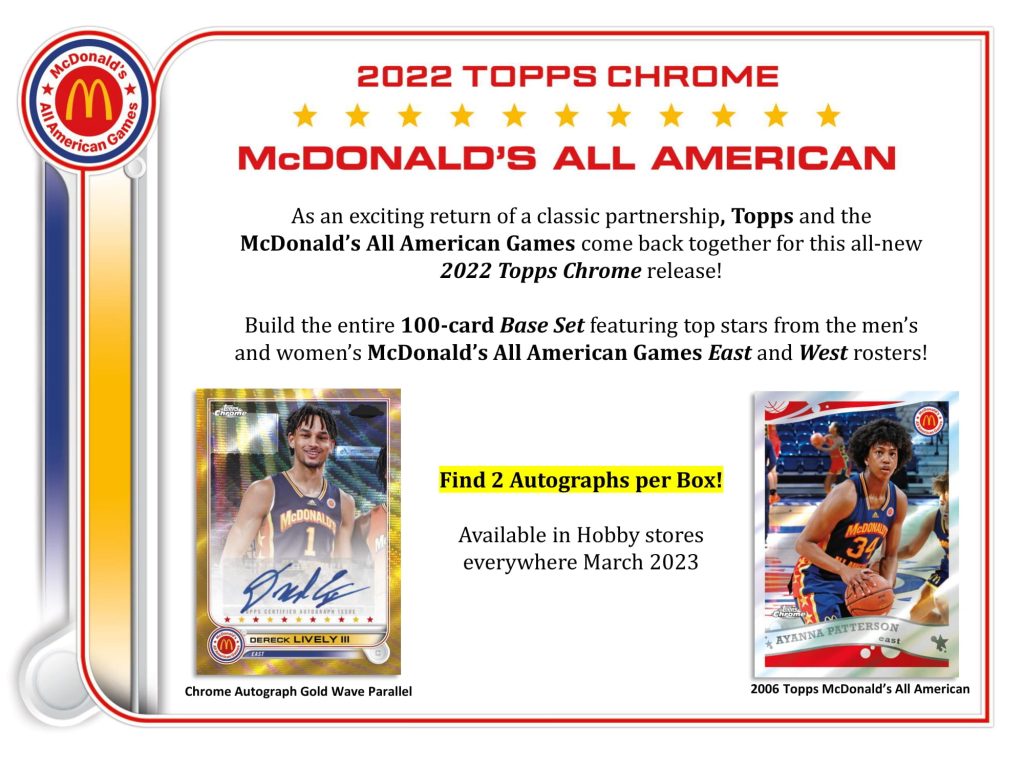 2022 TOPPS CHROME MacDonald’s ALL AMERICAN BASKETBALL HOBBY