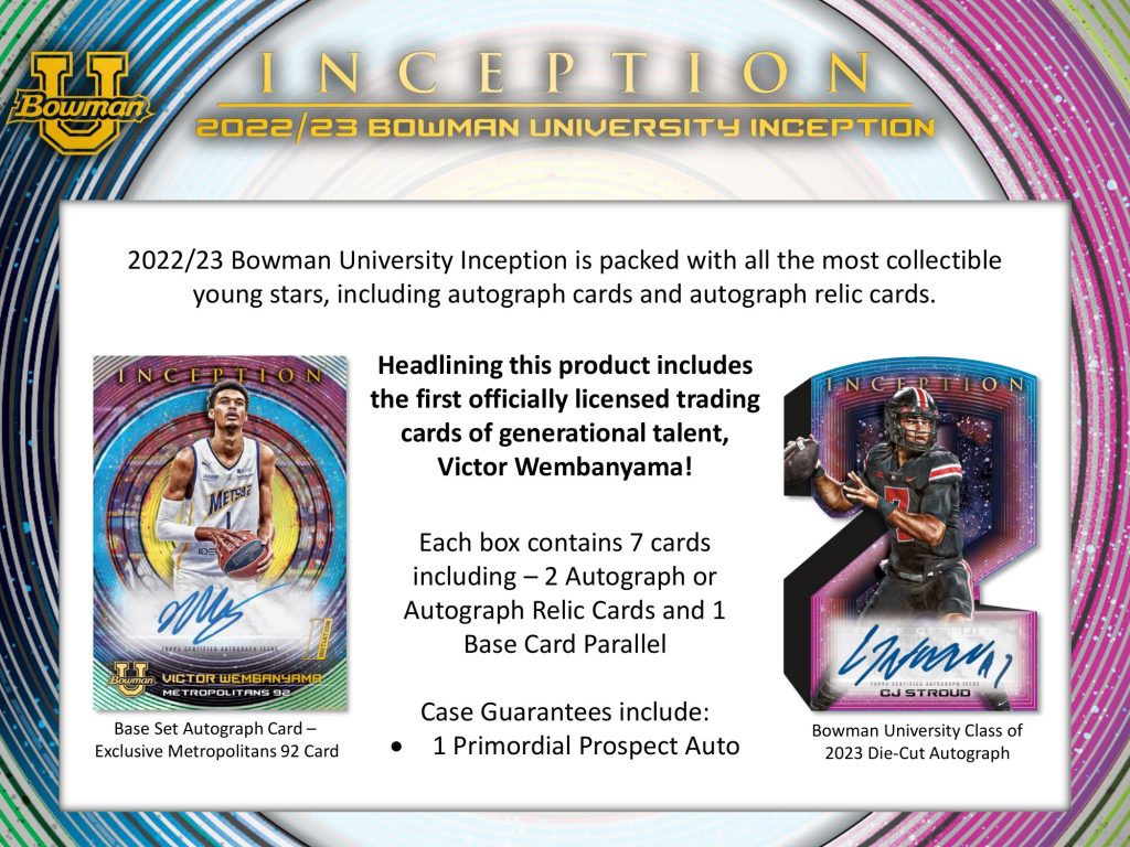 2022-23 TOPPS BOWMAN UNIVERSITY INCEPTION HOBBY