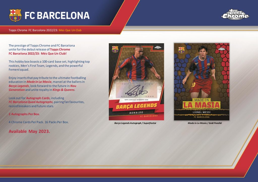 2022-23 TOPPS CHROME TEAM SET FC BARCELONA HOBBY