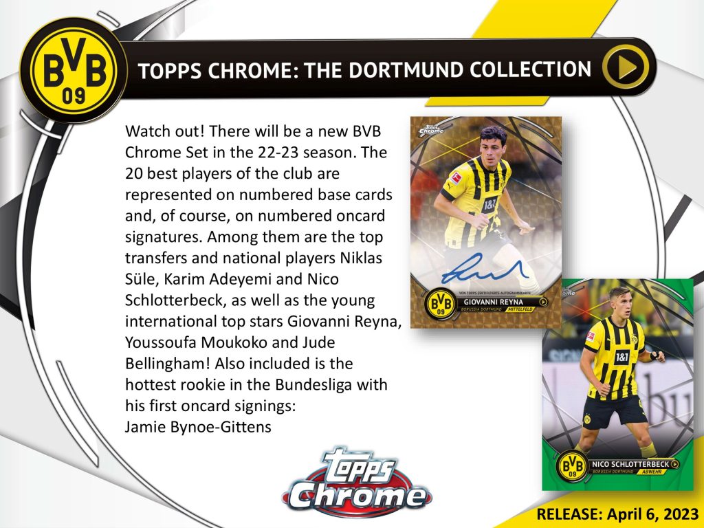 2022-23 TOPPS CHROME: THE BORUSSIA DORTMUND COLLECTION (BVB TEAM SET)