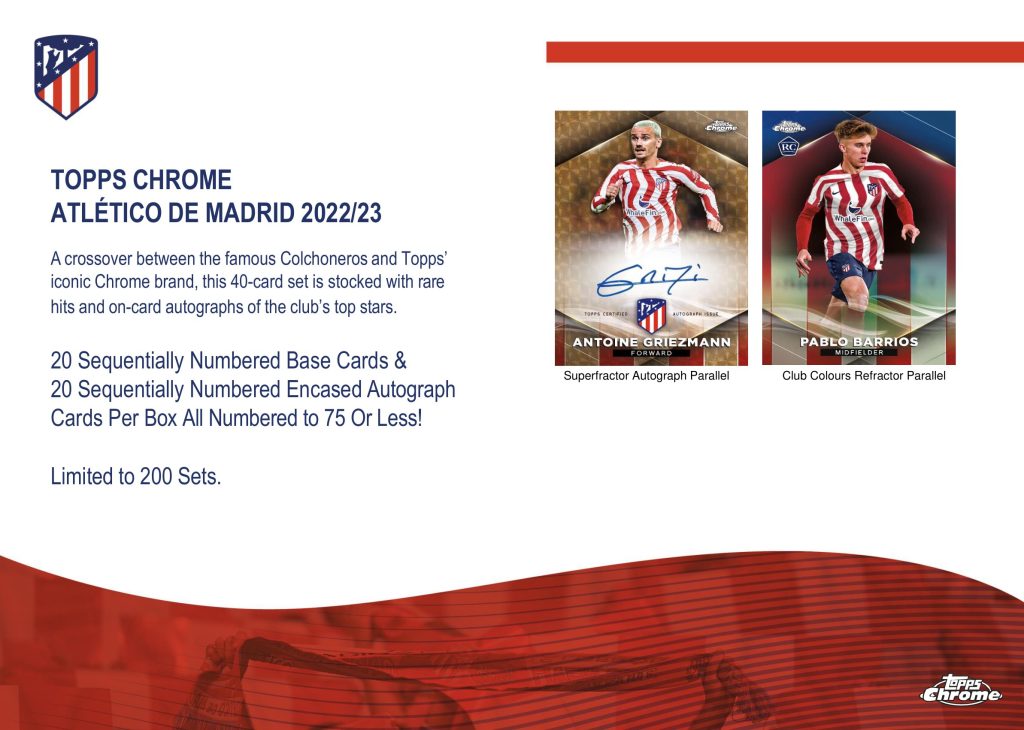 2022/23 TOPPS CHROME TEAM SET - ATLETICO MADRID HOBBY