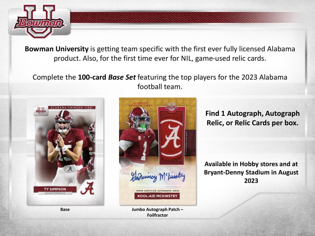 2023 TOPPS BOWMAN UNIVERSITY FOOTBALL ALABAMA HOBBY