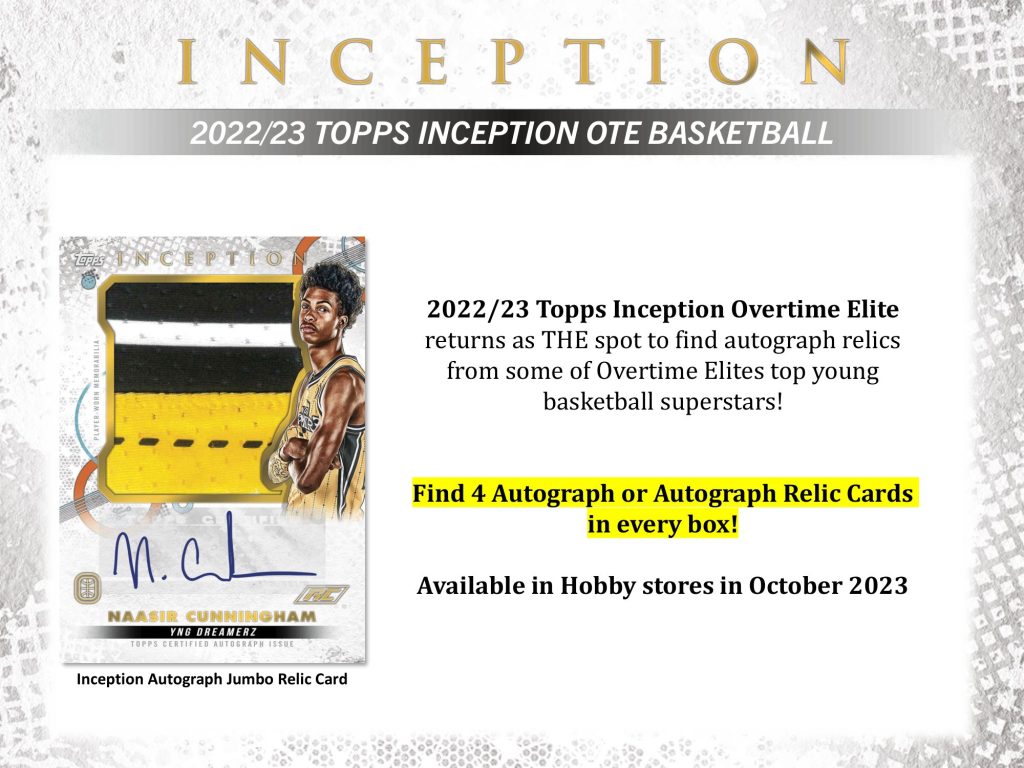 2022/23 TOPPS INCEPTION OVERTIME ELITE BASKETBALL