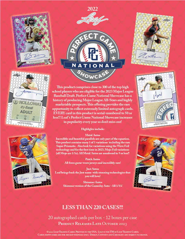 2022 LEAF PERFECT GAME NATIONAL SHOWCASE BASEBALL CARDS