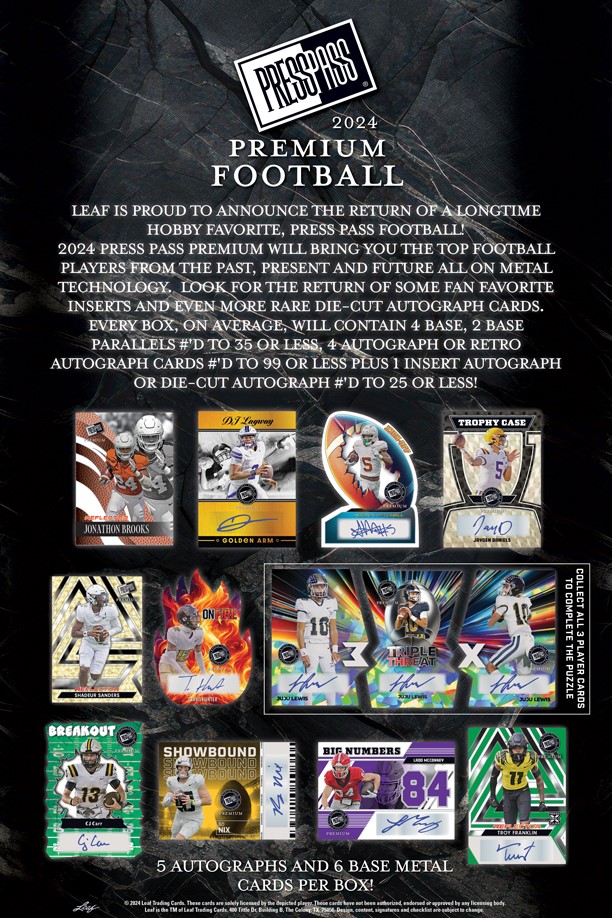 2024 LEAF PRESS PASS PREMIUM FOOTBALL TRADING CARDS HOBBY