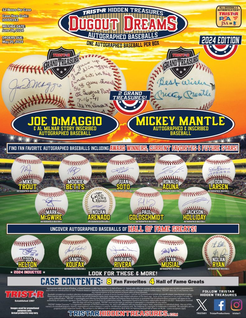 2024 TRISTAR HIDDEN TREASURES DUGOUT DREAMS AUTOGRAPHED BASEBALLS