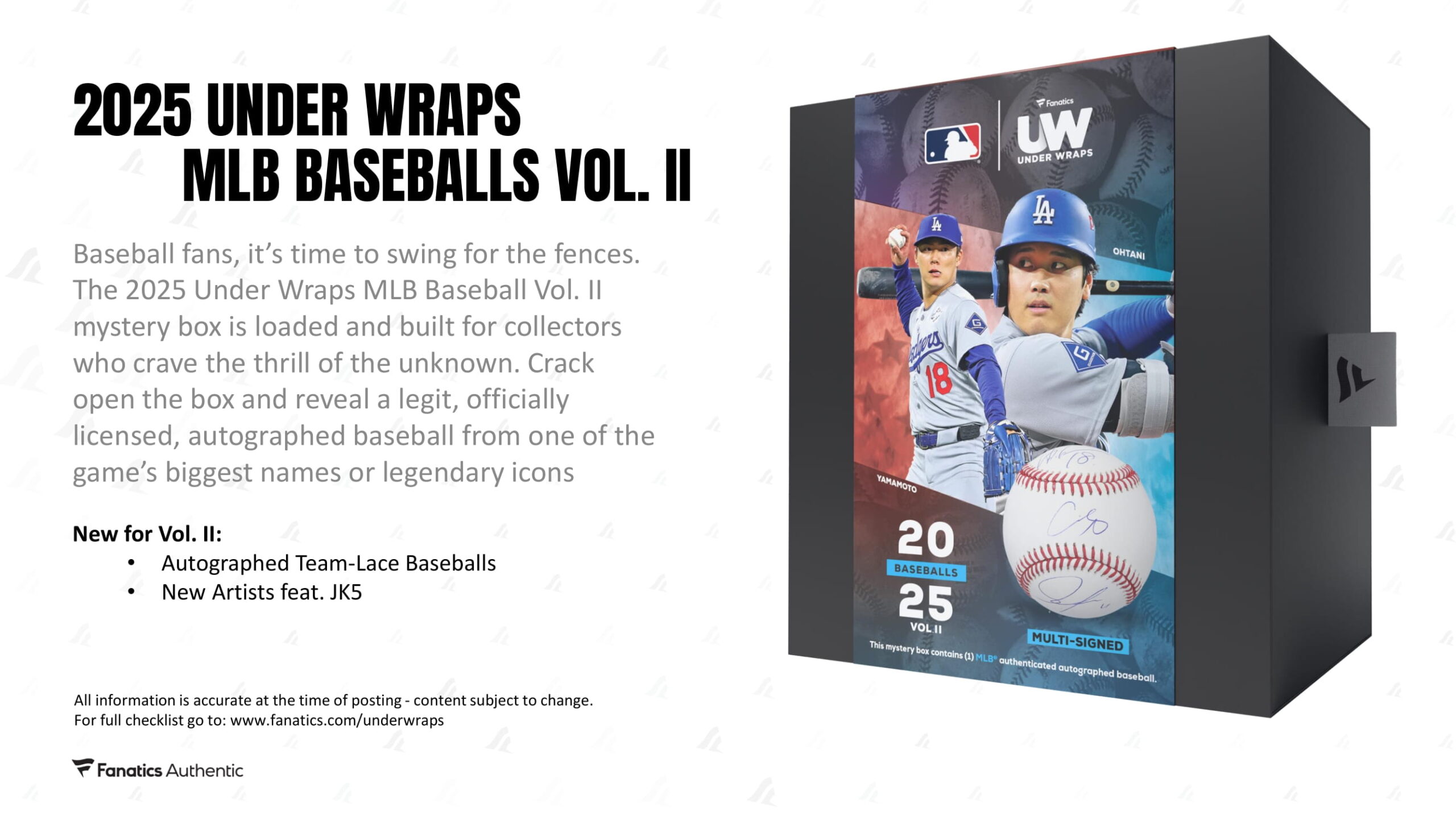 製品情報】2025 FANATICS UNDER WRAPS MLB BASEBALL VolumeⅡ