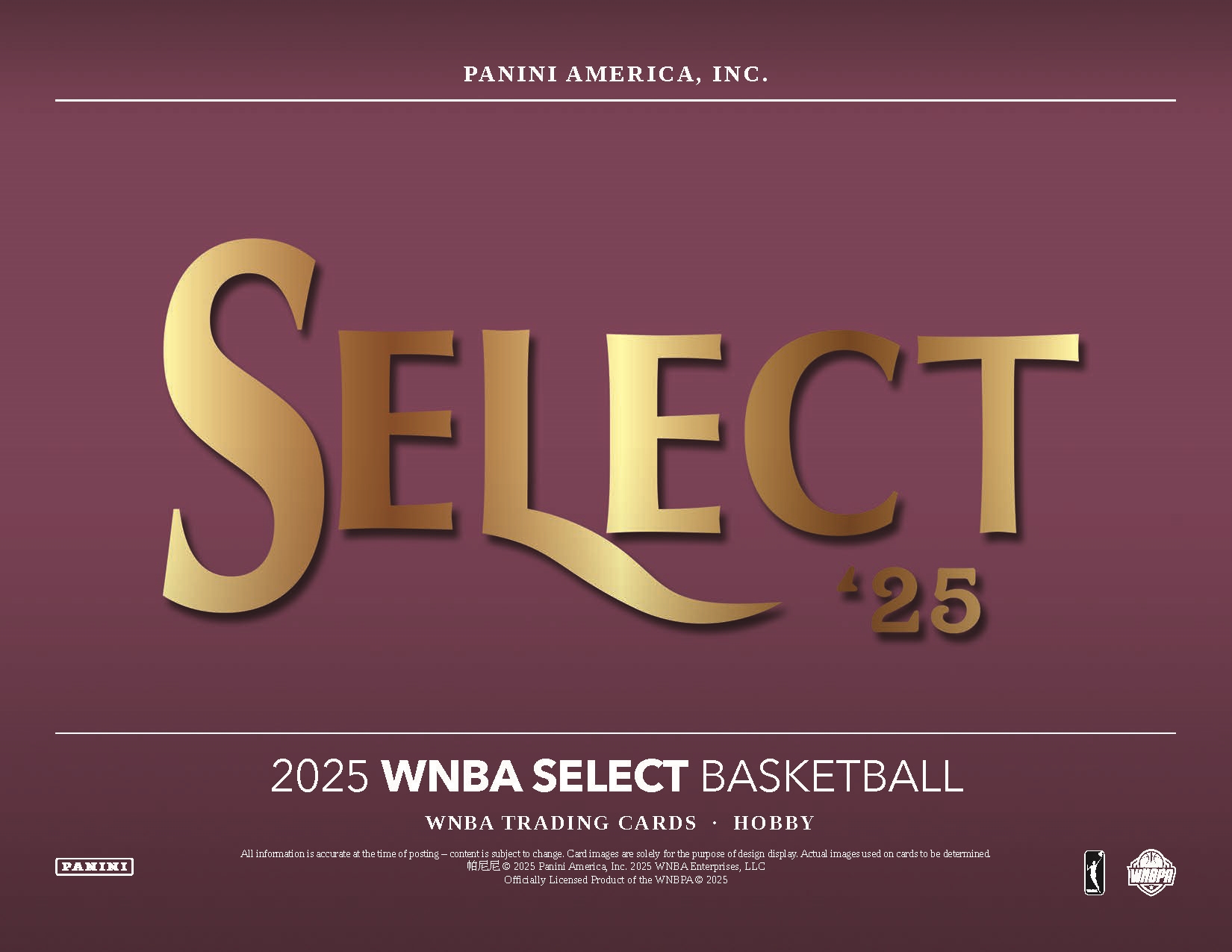 製品情報】WNBA 2025 PANINI SELECT BASKETBALL HOBBY