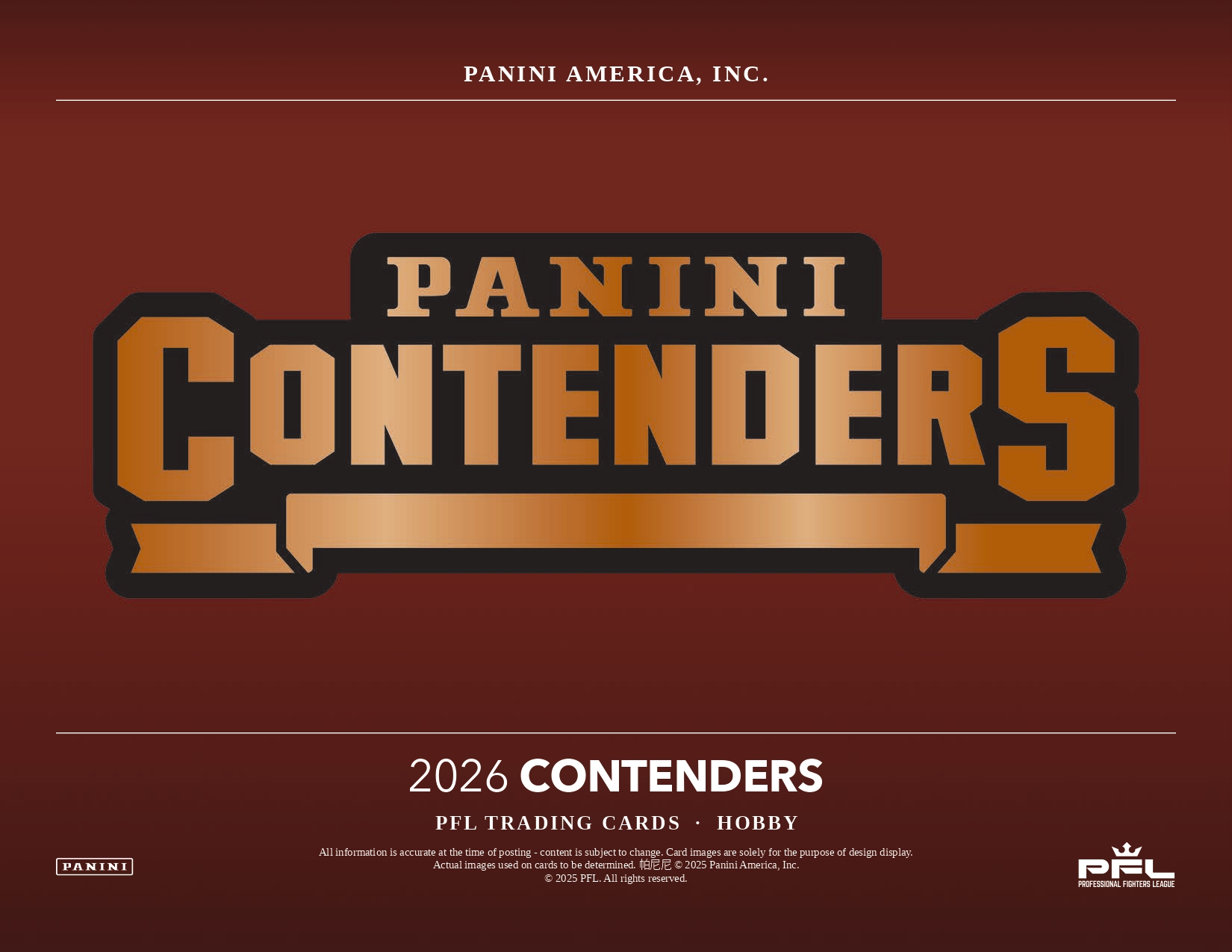 PFL パニーニ 引退 バラ売り 製品情報】2026 PANINI CONTENDERS PFL HOBBY