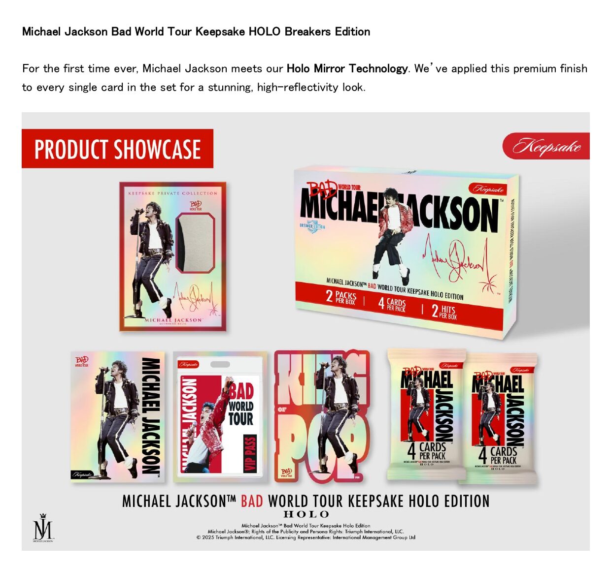 製品情報】2026 SUPER BREAK Michael Jackson BAD WORLD TOUR KEEPSAKE