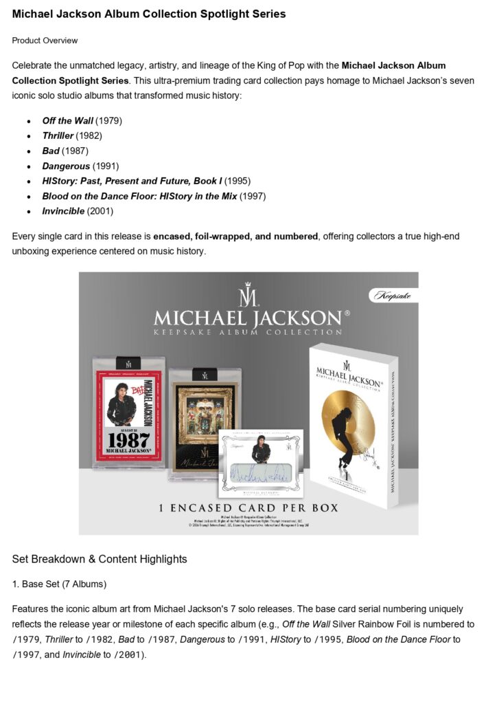 製品情報】2026 SUPER BREAK MICHAEL JACKSON ALBUM COLLECTION